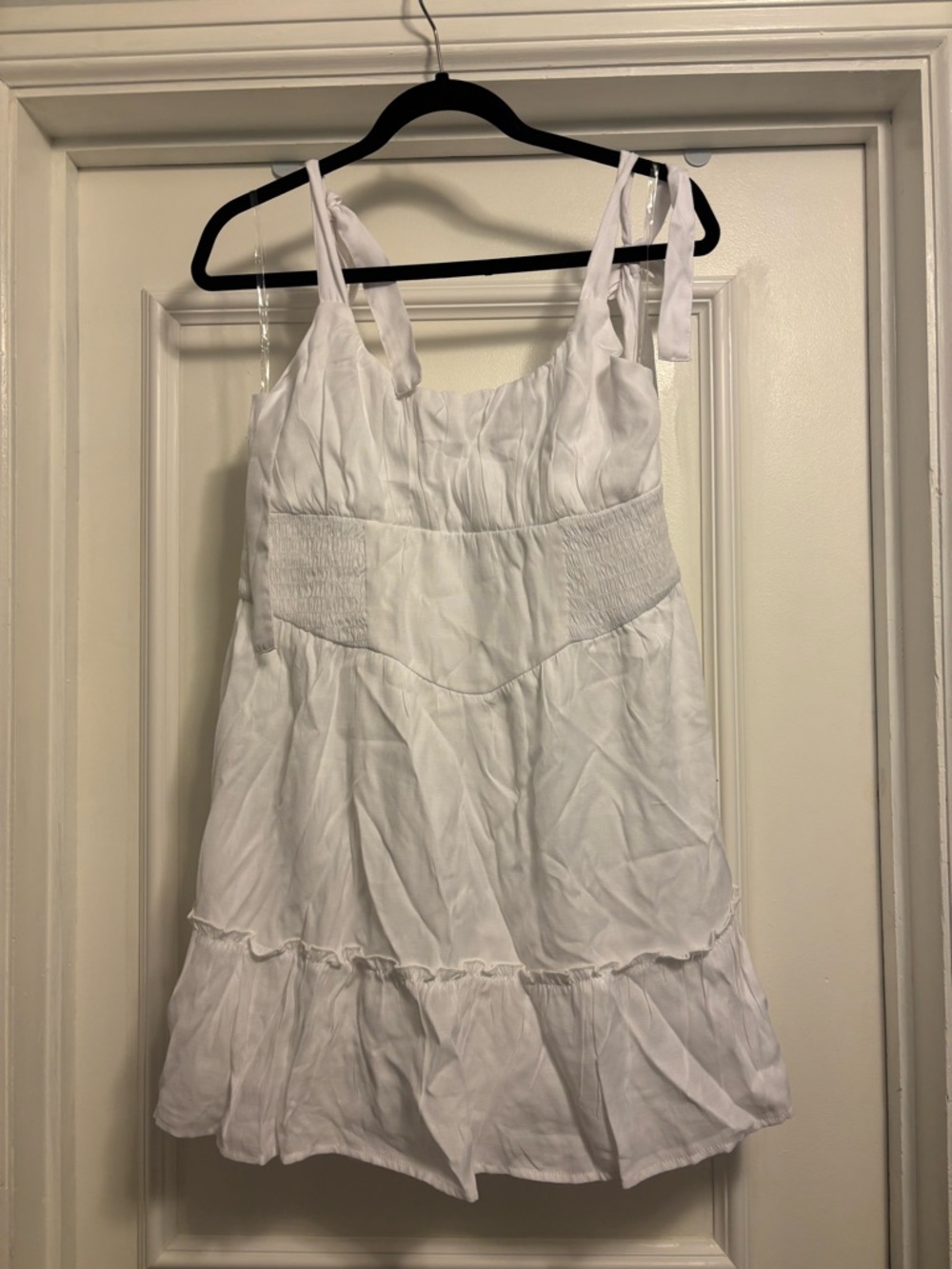 Francesca's White Tiered Dress with Smocked Waist